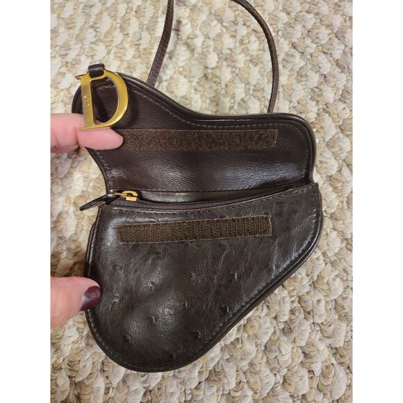 Dior Ostrich Black Saddle Coin Wallet - Picture 5 of 5